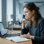 Esprit critique face à l'intelligence artificielle : cerveau humain et interface IA en tension, illustrant l'autonomie cognitive