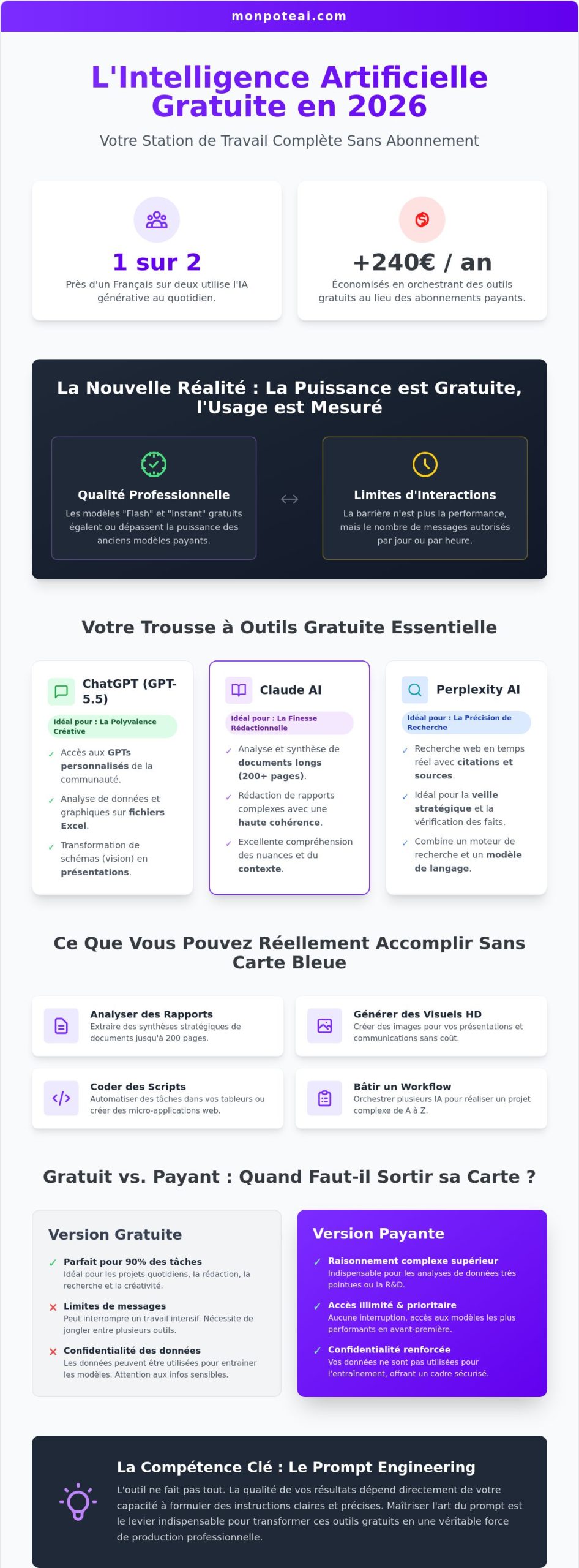 Comment utiliser l'intelligence artificielle gratuitement : Guide complet 2026